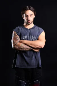 Portrait for a Model Portfolio of Tattooed Man Professional portrait of a tattooed man for a model portfolio, taken in a Tokyo photo studio.